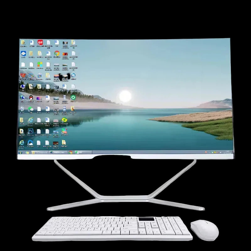POS Computer Curved Screen All in One PC DDR4 Complete Full Set Gaming PC Build in CPU Desktop PC Windows 11 with Keyboard